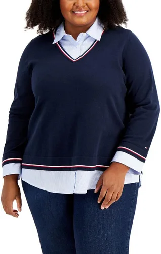Vista 2 de Tommy Hilfiger Suéter con cuello en capas para mujer