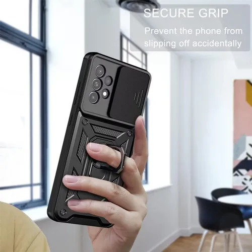 Vista 5 de Funda para Galaxy A20S, Galaxy A20S, funda de TPU de grado militar + PC, [soporte integrado] diseño de doble capa resistente funda de protección