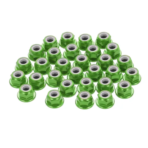 Vista 7 de MECCANIXITY 30 piezas de tuercas de bloqueo de aleación de aluminio M3 con paso de 0.5 mm, tuercas hexagonales con brida de nylon con rosca serrada