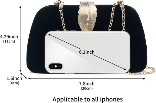 Vista 2 de WEIMZC Bolso de mano para mujer, bolso de noche con flecos, bolso de noche para fiesta, boda, bolso de mano con cadena, bolso cruzado