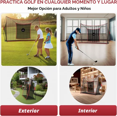 Vista 7 de Red de práctica de golf, red de campo de conducción resistente con objetivo de astillado de alto impacto, incluye bolsa de transporte y pelotas