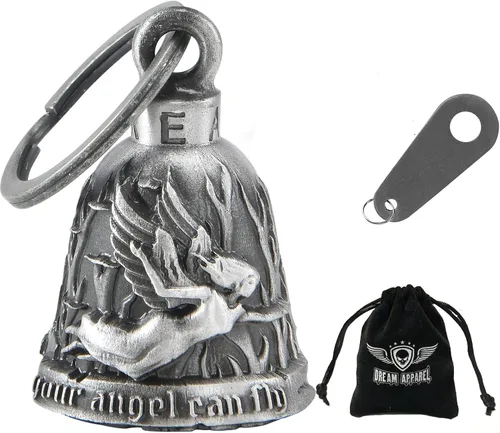 Vista 40 de Dream Apparel Campanas de motocicleta para motociclistas, accesorios de campanas pesadas y llavero para la suerte