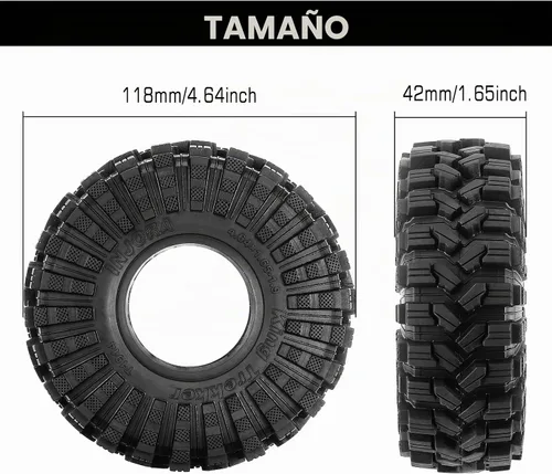Vista 5 de INJORA King Trekker 1.9" S5 Neumáticos Todo Terreno para 1/10 RC Crawler Mejora (118 * 42mm)