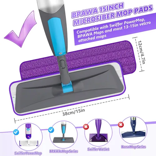 Vista 2 de BPAWA 4 almohadillas de microfibra de repuesto reutilizables para Swiffer
