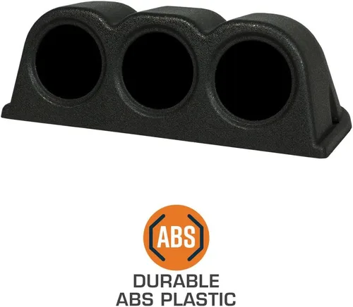 Vista 3 de GlowShift - Soporte universal de montaje en salpicadero de tres indicadores en negro - Compatible con cualquier marca/modelo de coche o camión