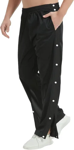 Vista 8 de THWEI Pantalones de chándal poscirugía con botón a presión para hombre Negro