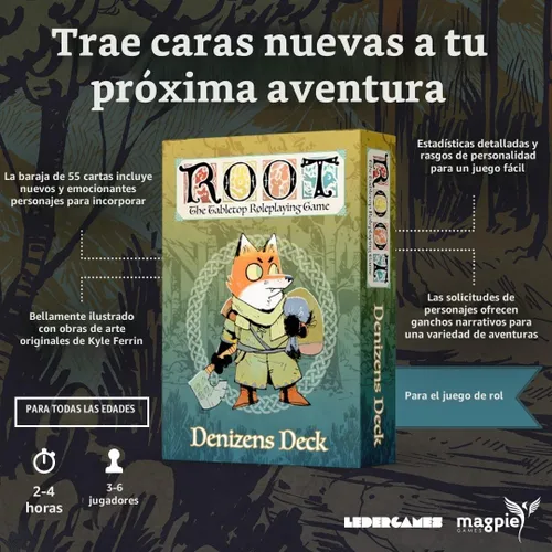 Vista 4 de Magpie Games Root The Roleplaying Game: Denizens Deck, 55 cartas NPC