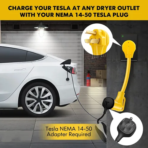 Vista 5 de JIUWFOX NEMA 10-30P a 14-50R adaptador de cargador EV para carga de nivel 2 de Tesla.