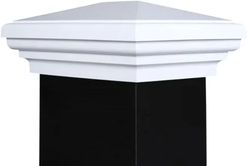 Vista 5 de Tapa de poste piramidal gris de 4 x 4 para postes de 3.5 x 3.5 pulgadas, más común para postes tratados a presión, parte superior cuadrada