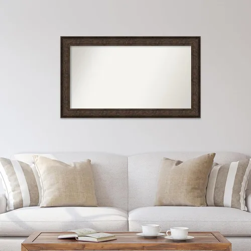 Vista 614 de Amanti Art Espejo de pared personalizado no biselado (25 x 25 pulgadas), marco de bronce acentuado, varios tamaños personalizados, espejo de baño