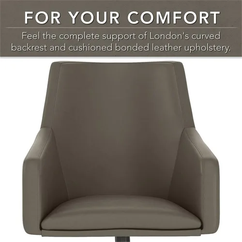 Vista 4 de Bush Business Furniture London - Silla de cuero con respaldo medio en gris lavado, solución de asiento moderna para el hogar o el espacio de trabajo