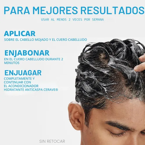 Vista 8 de CeraVe Champú hidratante anticaspa, tratamiento de caspa de zinc piritiona al 1% con ceramidas, niacinamida y ácido hialurónico, ayuda a eliminar