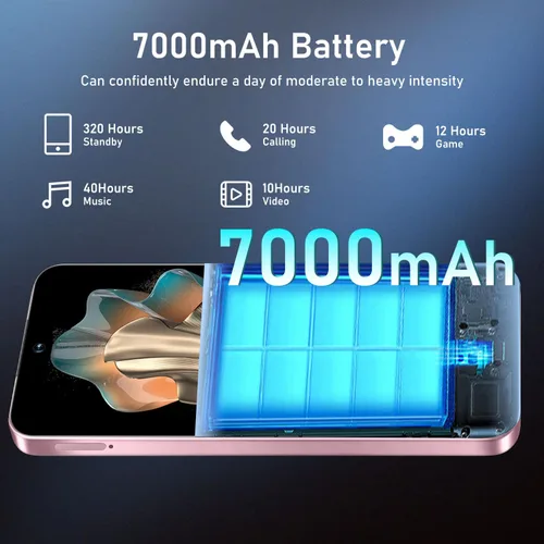 Vista 4 de VSQAOF Teléfono desbloqueado 16PROMA X, teléfono inteligente de 16+512 GB, Android 14.0, batería de larga duración 7000 mAh, pantalla de 6.99