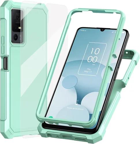 Vista 13 de Ailiber - Carcasa para TCL 40 XL T608M/Jitterbug Smart 4/40T T608DL, color negro Screen Protector, Air-Guard Corners, Dual Layer, Flexible TPU