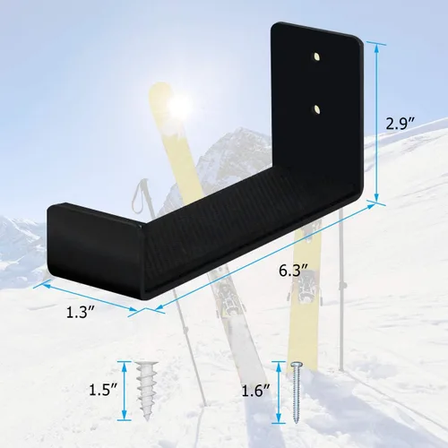 Vista 4 de Mind and Action - Estante de snowboard de aluminio sólido, soporte de pared para esquí, almacenamiento de snowboard para el hogar y el garaje Negro