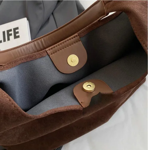 Vista 5 de 2 bolsas de mano holgadas para mujer, de gamuza con media luna, bolso de hombro, bolso cruzado con asa superior, bolso de mano universitario 2024