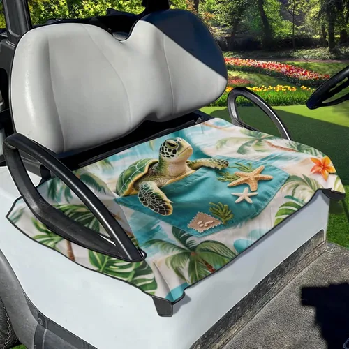 Vista 2 de Galaxy Sea Turtle - 2 piezas de manta de asiento de carrito de golf, cubierta trasera de asiento de cielo estrellado, tortuga, fundas de asiento