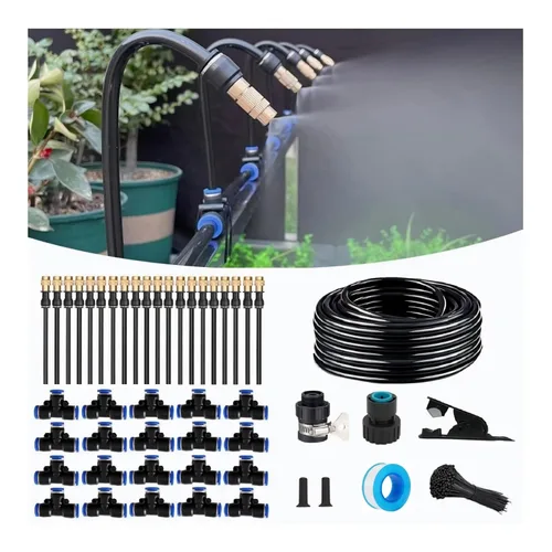 Vista 9 de Kit de riego por goteo de 50 pies, sistema automático de riego de jardín con conectores rápidos sin herramientas, goteros de flexión de 360°