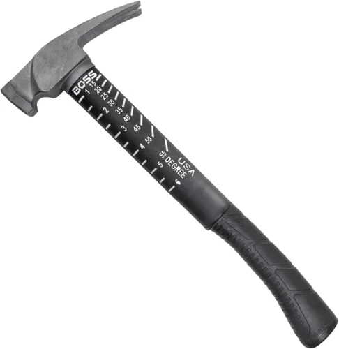 Vista 10 de Boss Hammer Martillo de titanio Ti64 de grado de construcción de 10 oz. con mango de fibra de vidrio Tough-Fiber resistente que absorbe los golpes