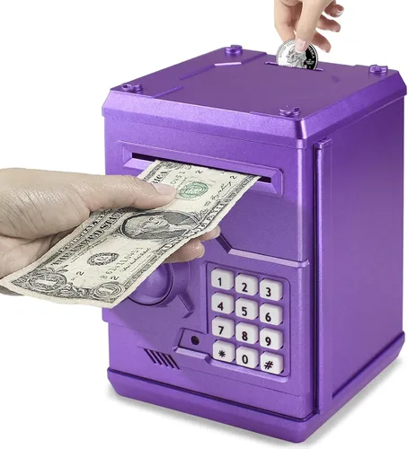 Vista 15 de HUSAN Alcancía para niños, código electrónico de contraseña, banco de dinero, cajero automático, caja de monedas para niños y niñas (negro)