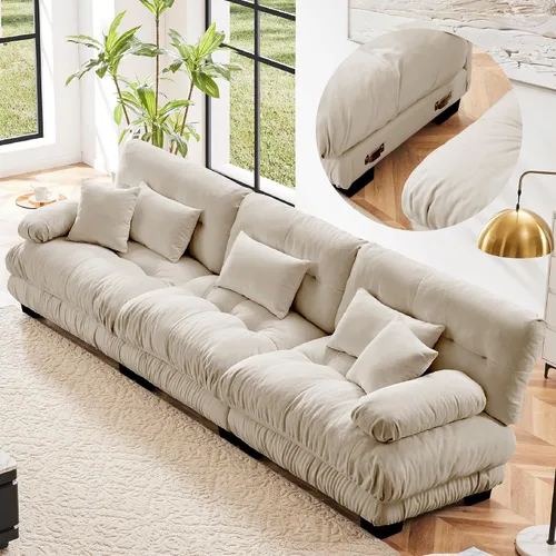 Vista 36 de KEIKI Sofá modular de 94 pulgadas con 4 almohadas, cómodo juego de sofá biplaza Cloud para sofá de asiento profundo suave y profundo, sofá biplaza