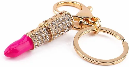 Vista 6 de Yosoo llavero de cristal con estrás, de búho, regalo con dije colgante para bolsa, Lipstick