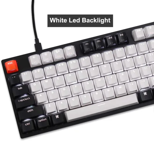 Vista 4 de Keychron Teclado mecánico C1 con cable intercambiable en caliente de 87 teclas, cable USB tipo C, teclas ABS de doble disparo, teclado mecánico TKL