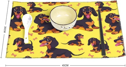 Vista 2 de Dachshunds Dog Placemats Set of 6 Resistant Table Mats Washable Place Mats for Dinner Party Table Decoration