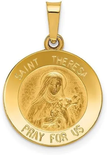 Vista 3 de IceCarats Colgante de cadena de oro amarillo macizo de 14 quilates con medalla de Santa Teresa