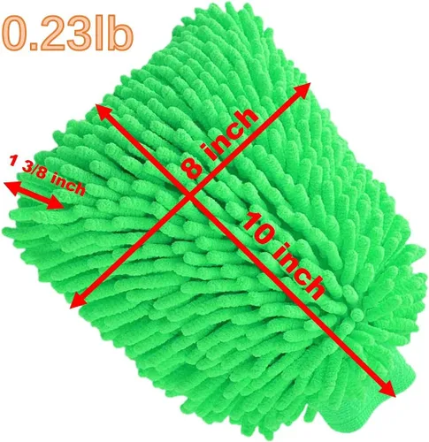 Vista 6 de QUALIALL, Manopla de microfibra de chenilla verde, 10.5 x 8 pulgadas, electrostática, reutilizable, sin arañazos, sin polvo, para superficies