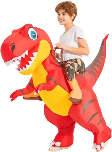 Vista 4 de GOOSH Disfraz inflable de dinosaurio para niños, disfraz de dinosaurio T-Rex para Halloween, fiesta de cosplay
