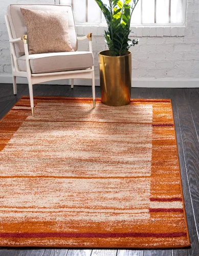 Vista 13 de Unique Loom Autumn Collection - Tapete abstracto, informal, moderno y contemporáneo (borde marrón y beige, 2 x 3 pies, rectangular)