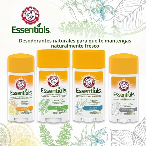Vista 5 de Desodorante Natural esencial Arm & Hammer, sin perfume, 2.5 onzas, paquete de de 1