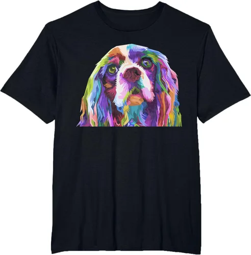 Vista 27 de Camiseta con diseño de Cocker Spaniel de arte pop para dueños de perros, Negro, S