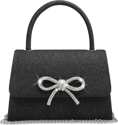 Vista 14 de Dasein Bolso de Noche para Mujer, Bolsos de Embrague para Fiesta, Bolsos de Boda, Bolsos de Cóctel y Baile con Brillo Esmerilado Champán