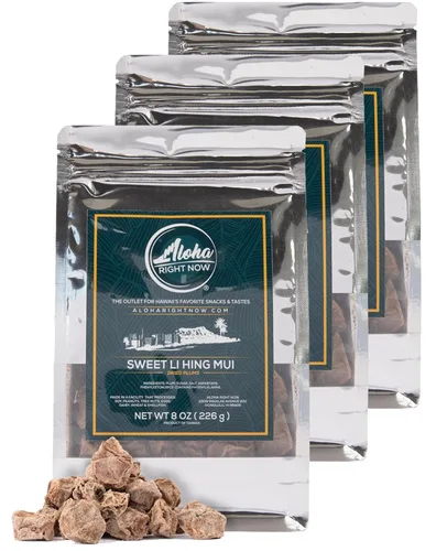 Vista 8 de Aloha Right Now - Dulce Li Hing Mui Crack Seed Ciruelas secas (8 onzas) - Caramelo Li Hing Mui para aperitivos y condimentar cualquier bebida helada