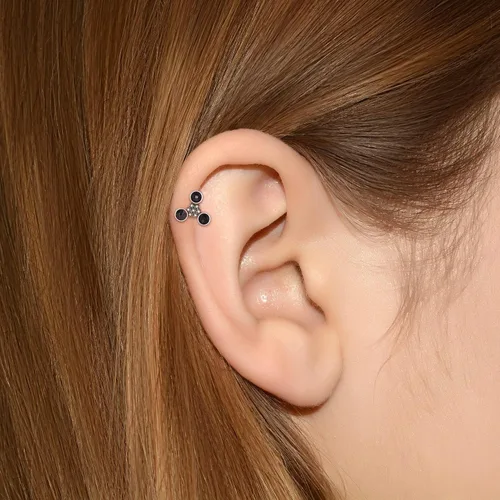 Vista 8 de Cartilage Piercing Jewelry - Cartilage Bar Onyx, Implant Grade Titanium Ear Piercing