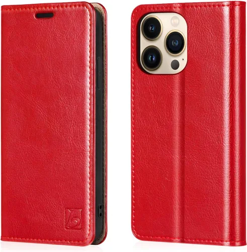Vista 19 de Belemay Funda tipo cartera compatible con iPhone 8 Plus, de piel de vaca auténtica, funda tipo folio (funda interior de TPU suave), ranuras