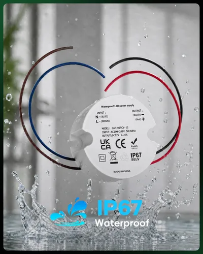Vista 4 de Controlador de fuente de alimentación LED de 12 V, transformador de voltaje constante impermeable IP67, convertidor de 120 VCA a 12 V CC para tiras