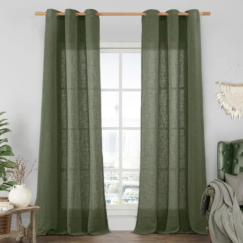 Vista 20 de LAMIT Cortinas de lino marrón caramelo para sala de estar, 84 pulgadas, de lino sintético, texturizado, filtrante de luz, paneles de privacidad