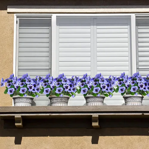 Vista 3 de Flores falsas pansy, flores silvestres pequeñas, margaritas de plástico sintético moradas para el hogar, boda, cocina, jardín, centros de mesa