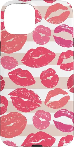 Vista 8 de iPhone 16 - Funda con diseño de beso y lápiz labial rosa