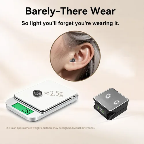 Vista 2 de Auriculares invisibles pequeños pequeños para orejas pequeñas, auriculares inalámbricos Bluetooth intraurales, auriculares ocultos, IPX5 Negro