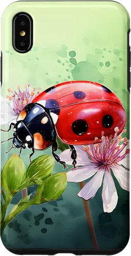 Vista 11 de Funda para iPhone 16 con diseño de mariquita en flores, color verde