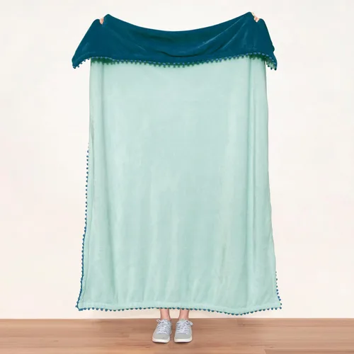 Vista 3 de MONDAY MOOSE Manta de forro polar acogedora con flecos de pompones, manta de franela súper suave, diseños de doble cara, para sofá, cama, decoración