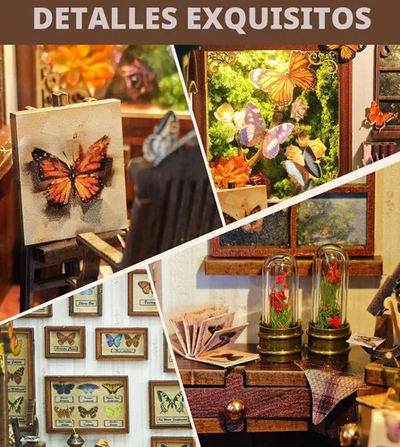 Vista 3 de Roroom Casa de muñecas en miniatura con muebles, kit de casa de muñecas para adultos y adolescentes, Booknook Tiny House Librería Decoración Mini