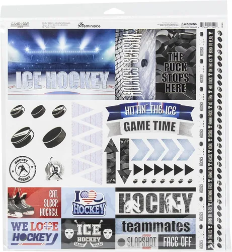 Vista 2 de Reminisce Kit de colección de álbumes de recortes de hockey para el día del juego, manualidades de papel, paleta multicolor, 12 x 12 pulgadas
