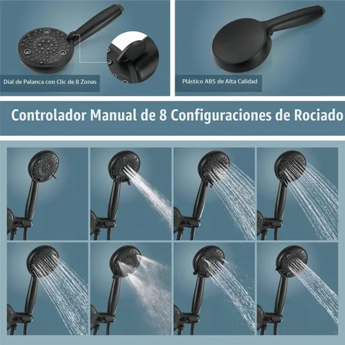 Vista 5 de Aolemi Juego de grifo de ducha para bañera con válvula de cabezal de 8 Negro