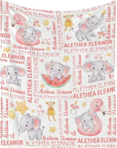 Vista 10 de Manta personalizada con nombre de bebé, dinosaurios, regalo para bebés y niñas, manta de franela suave para recién nacidos, manta cómoda y acogedora