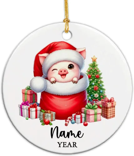 Vista 9 de Adornos de Navidad personalizados de vaca para niños, adornos personalizados de la primera Navidad del bebé de vaca para recién nacido, adorno